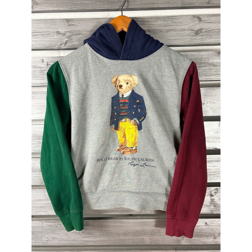 Polo Ralph Lauren Polo Bear Colorblock Hoodie Sweatshirt Kids Boys M 10-12